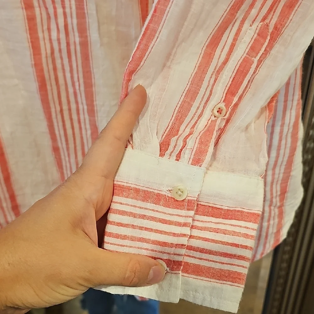 Red Long Sleeve Button Down Shirt - Picture 4 of 9